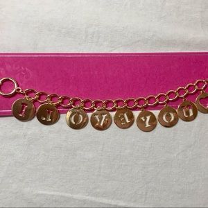 Love Amor Shining Silver-Tone Necklace Pendant with Two Red Teardrop Crystals